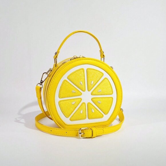 Handbags - Yellow Casual Women's Fruit Shaped Crossbody Y2k Sequin Patchwork Shoulder Bag